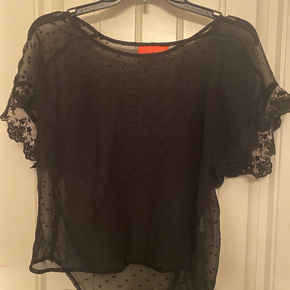 Elegant Sheer Black Lace Blouse
